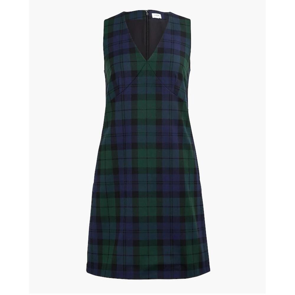J.crew dress 4 green blue babydoll check plaid academia schoolgirl preppy mini